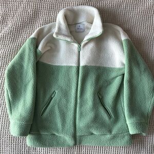 Dudley Stephens Green and White Fleece Jacket 1/4 zip